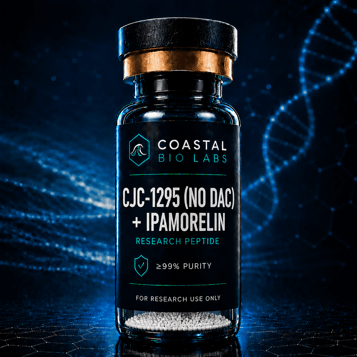 CJC-1295 (No DAC) + Ipamorelin (5mg/5mg) research peptide vial